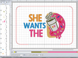 ITH Digital Embroidery Pattern for She Wants the D 4.25X6.25 Mug Rug, 5X7 Hoop