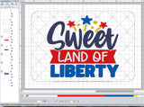 ITH Digital Embroidery Pattern for Sweet Land of Liberty 4.25 X6.25 Mug Rug, 5X7 Hoop