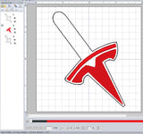 ITH Digital Embroidery Pattern for Tesla Snap Tab / Key Chain, 4X4 Hoop