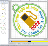ITH Digital Embroidery Pattern for This little Light Gas Pump 2022 Ornament, 4X4 Hoop