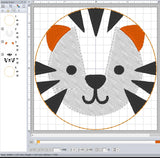 ITH Digital Embroidery Pattern for Tiger Face Coaster, 4X4 Hoop