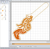 ITH Digital Embroidery Pattern for Tribal Fox Snap Tab / Key Chain, 4X4 Hoop