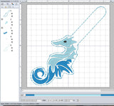 ITH Digital Embroidery Pattern for Tribal Seahorse III Snap Tab / Key Chain, 4X4 Hoop