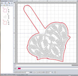 ITH Digital Embroidery Pattern for Tulip Garden Heart Snap Tab / Key Chain, 4X4 Hoop