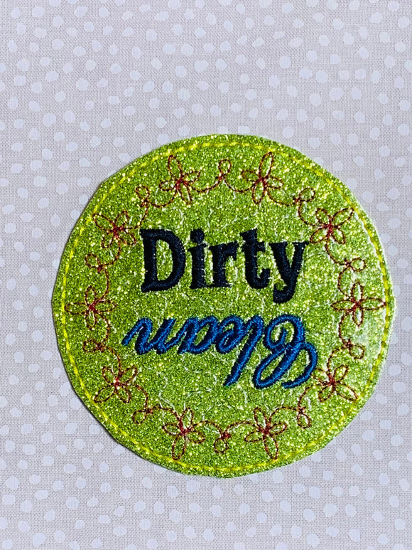 ITH Digital Embroidery Pattern for Dishwasher Clean / Dirty Magnet Vinyl, 4X4 Hoop