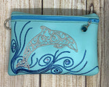 ITH Digital Embroidery Pattern for Dolphin on Swirl Lined 5X7 Zipper Pouch, 5X7 Hoop