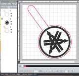 ITH Digital Embroidery Pattern For Yamaha Snap Tab / Key Chain, 4X4 Hoop