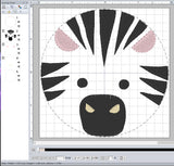 ITH Digital Embroidery Pattern for Zebra Face Coaster, 4X4 Hoop