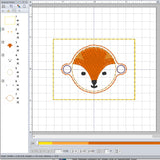 ITH Digital Embroidery Pattern for Bracelet Charm Fox Face, 2X2 Hoop