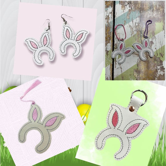 ITH Digital Embroidery Pattern for Bunny Ears Set of 3 Bundle. 4X4 Hoop