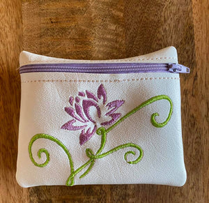 ITH Digital Embroidery Pattern for Lotus Swirl Cash/Card Zip Pouch 4.8X3.9 , 5X7 Hoop