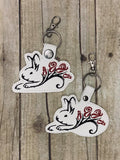 ITH Digital Embroidery Pattern for Bunny With Roses Snap Tab/Key Chain for 4X4 hoop