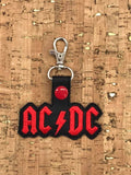 ITH Digital Embroidery Pattern for AC/DC Band Snap Tab / Key Chain, 4x4 Hoop