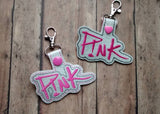 ITH Digital Embroidery Pattern for Pink Version 2 Snap Tab / Key Chain, 4X4 hoop