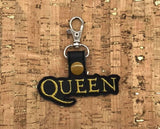 ITH Digital Embroidery Pattern for Queen Band Snap Tab / Key Chain, 4X4 Hoop