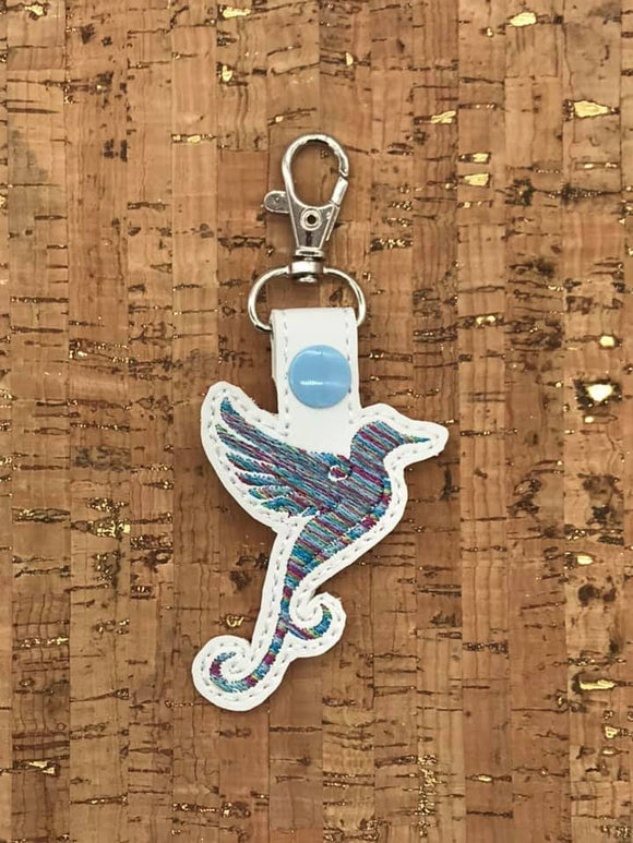 ITH Digital Embroidery Pattern for Silhouette Curl Tail Hummingbird Snap Tab / Key Chain, 4X4 Hoop
