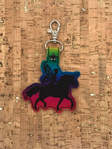 ITH Digital Embroidery Pattern for Fairy Riding on a Unicorn Snap Tab / Key Chain, 4x4 hoop