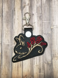 ITH Digital Embroidery Pattern for Bunny With Roses Snap Tab/Key Chain for 4X4 hoop
