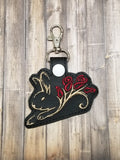 ITH Digital Embroidery Pattern for Bunny With Roses Snap Tab/Key Chain ...