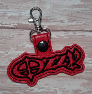 ITH Digital Embroidery Pattern for Ozzy Snap Tab / Key Chain, 4x4 hoop
