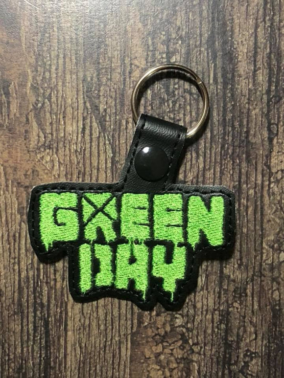 ITH Digital Embroidery Pattern for Green Day Band Snap Tab / Key Chain, 4x4 hoop