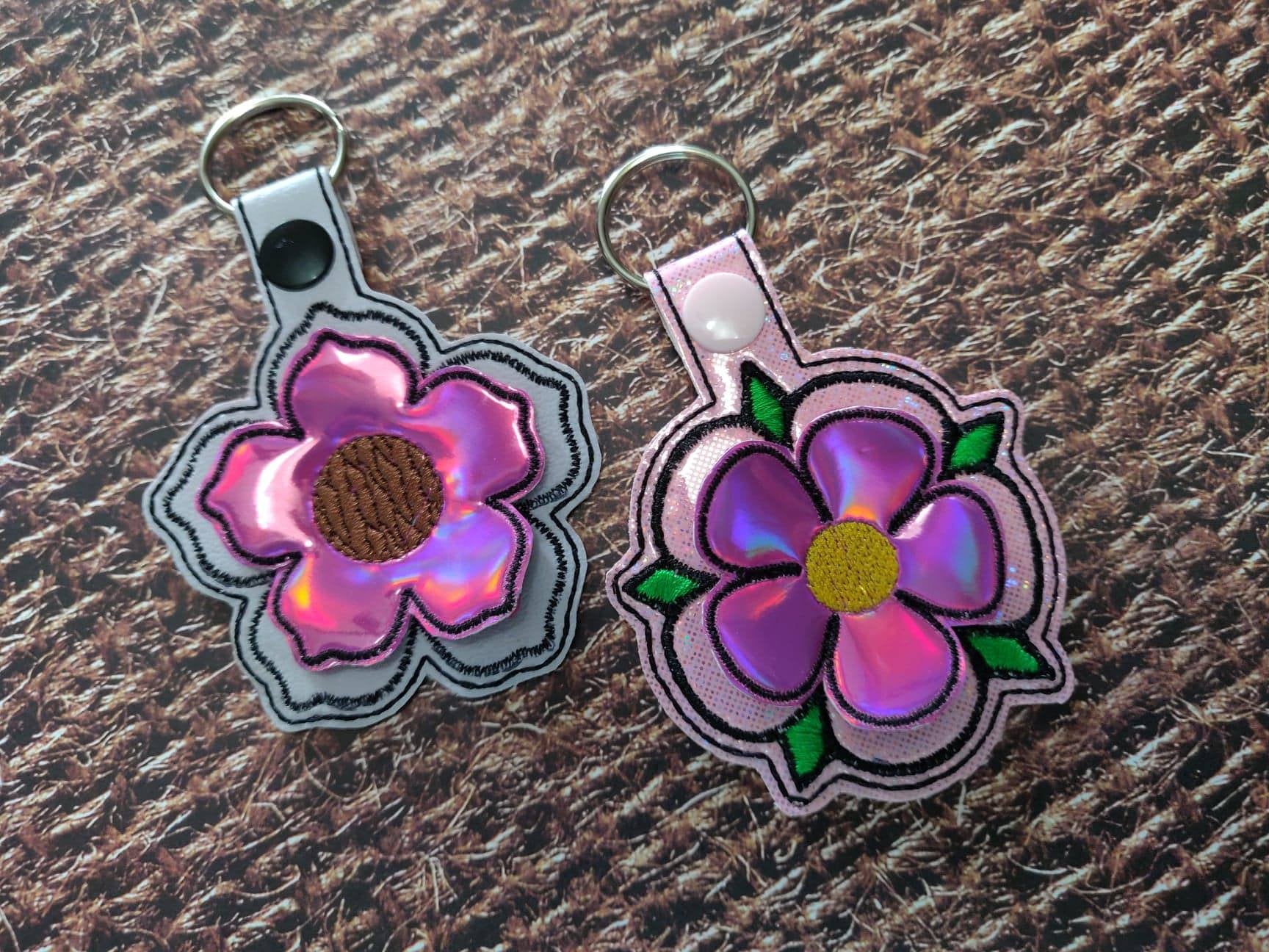 ITH Digital Embroidery Pattern for 3D Flower 2 Snap Tab / Key Chain, 4 ...