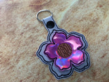 ITH Digital Embroidery Pattern for 3D Flower 4 Snap Tab / Key Chain, 4x4 hoop
