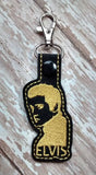 ITH Digital Embroidery Pattern for Elvis Silhouette Snap Tab / Key Chain, 4x4 hoop
