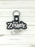 ITH Digital Embroidery Pattern for Rob Zombie Band Snap Tab / Key Chain, 4x4 hoop