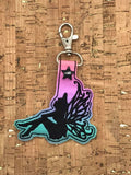 ITH Digital Embroidery Pattern for Day Dream Fairy Silhouette Snap Tab / Key Chain, 4x4 hoop