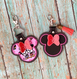 ITH Digital Embroidery Pattern for 3D Ms Mouse Bow Snap Tab / Key Chain, 4x4 hoop