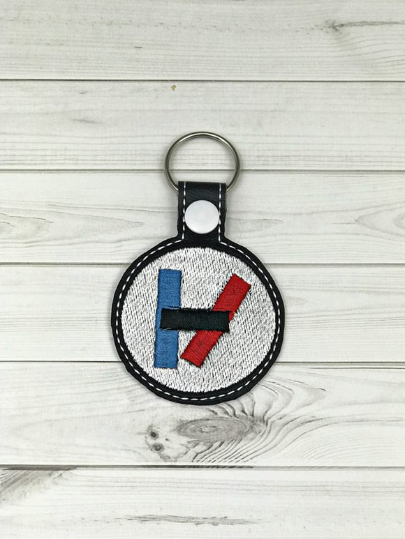 ITH Digital Embroidery Pattern for 21 Pilots Snap Tab / Key Chain, 4x4 hoop