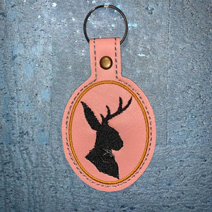 ITH Digital Embroidery Pattern for Jackalope Portrait Snap Tab / Key Chain, 4x4 hoop