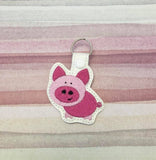 ITH Digital Embroidery Pattern for Lil Piggy Snap Tab / Key Chain, 4x4 hoop