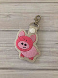 ITH Digital Embroidery Pattern for Lil Piggy Snap Tab / Key Chain, 4x4 hoop