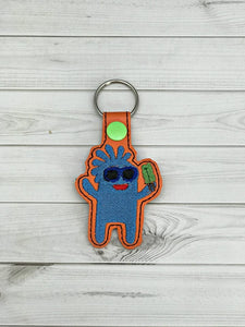 ITH Digital Embroidery Pattern for Lil Monster with Popsicle Snap Tab / Key Chain, 4x4 hoop