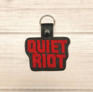 ITH Digital Embroidery Pattern for Quiet Riot Snap Tab / Key Chain, 4x4 hoop