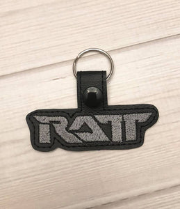 ITH Digital Embroidery Pattern for RATT Band Snap Tab / Key Chain, 4x4 hoop