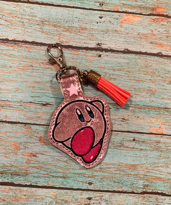 ITH Digital Embroidery Pattern for Kirby Character Snap Tab / Key Chain, 4x4 hoop