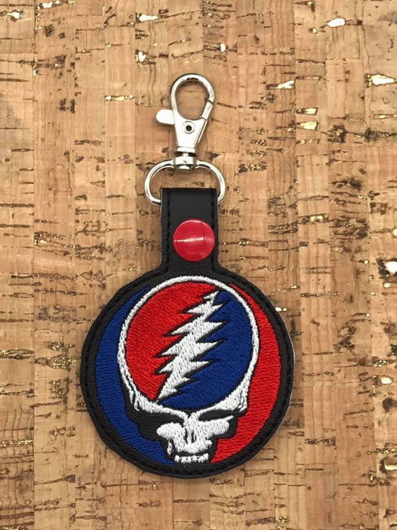 ITH Digital Embroidery Pattern for Grateful Dead Band Snap Tab / Key Chain, 4x4 hoop