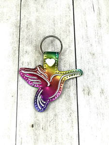 ITH Digital Embroidery Pattern for Humming Bird Snap Tab / Key Chain, 4X4 hoop