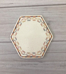 ITH Digital Embroidery Pattern for Hexagon Shape Tulip Motif Coaster, 4x4 hoop