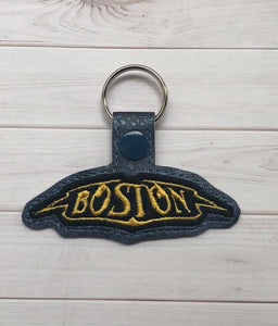 ITH Digital Embroidery Pattern for BOSTON Band Snap Tab / Key Chain, 4x4 Hoop