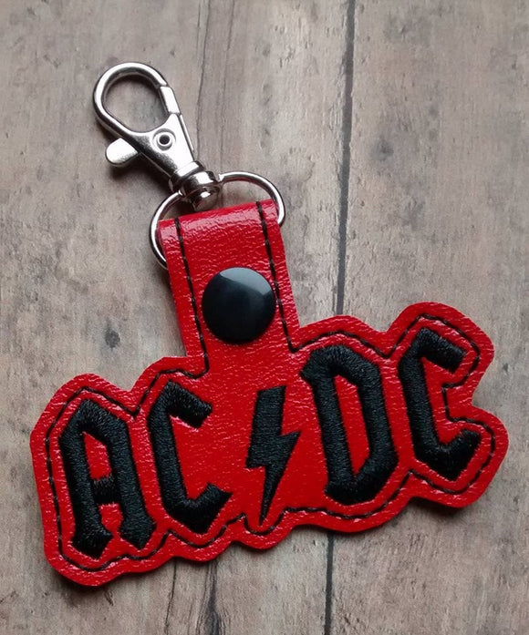 ITH Digital Embroidery Pattern for AC/DC Band Snap Tab / Key Chain, 4x4 Hoop