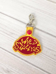 ITH Digital Embroidery Pattern for Bill & Teds Wyld Stallyns Snap Tab / Key Chain, 4x4 hoop