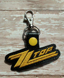 ITH Digital Embroidery Pattern for ZZ Top Band Snap Tab / Key Chain, 4x4 hoop