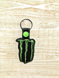 ITH Digital Embroidery Pattern for Monster Energy Snap Tab / Key Chain, 4x4 hoop