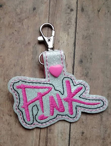 ITH Digital Embroidery Pattern for Pink Version 2 Snap Tab / Key Chain, 4X4 hoop