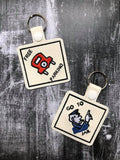 ITH Digital Embroidery Pattern for Monopoly Board Game Square Snap Tab Set of 4 / Key Chain, 4x4 hoop