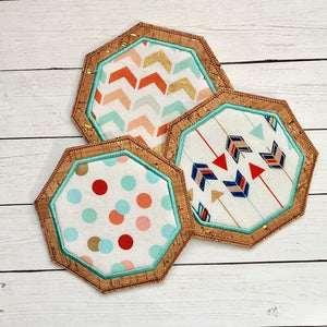 ITH Digital Embroidery pattern for Octagon Applique Coaster 4X4